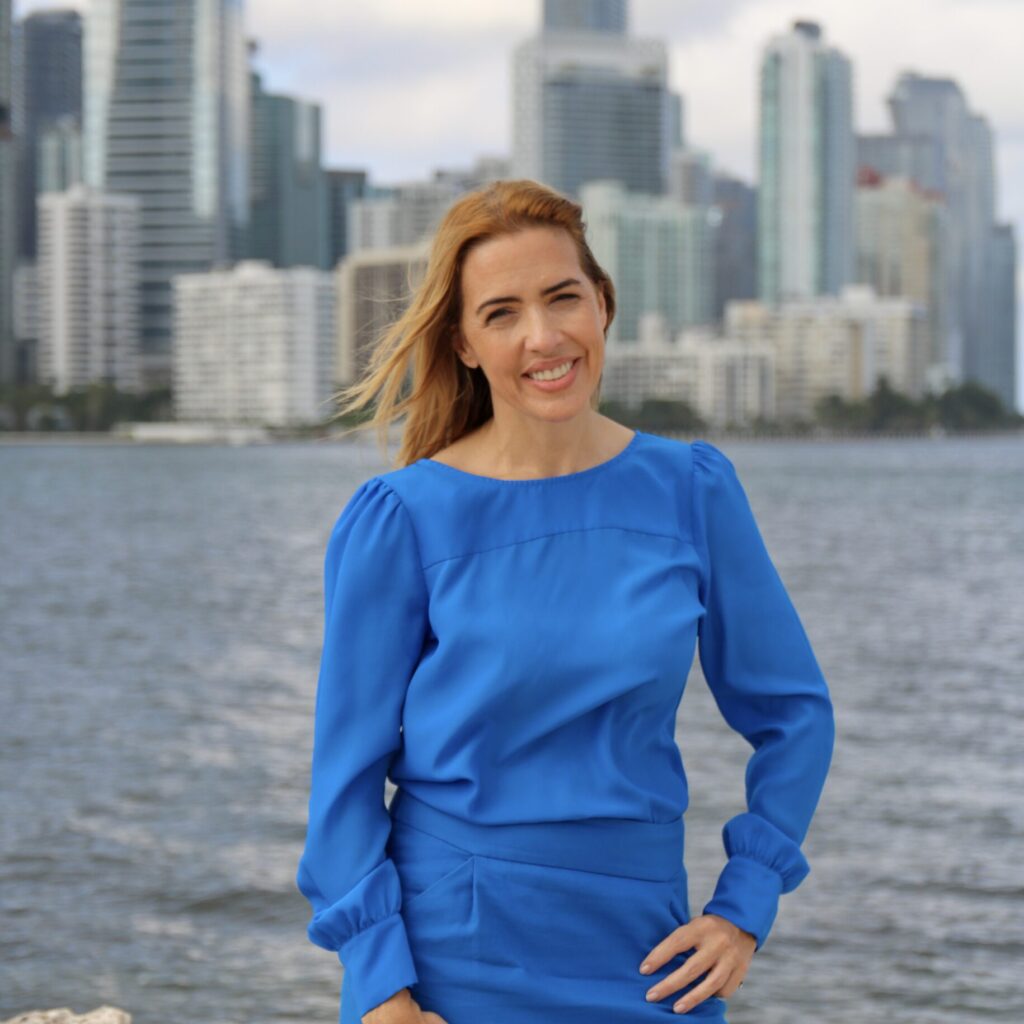 Commissioner Raquel Regalado in front of the Miami skyline